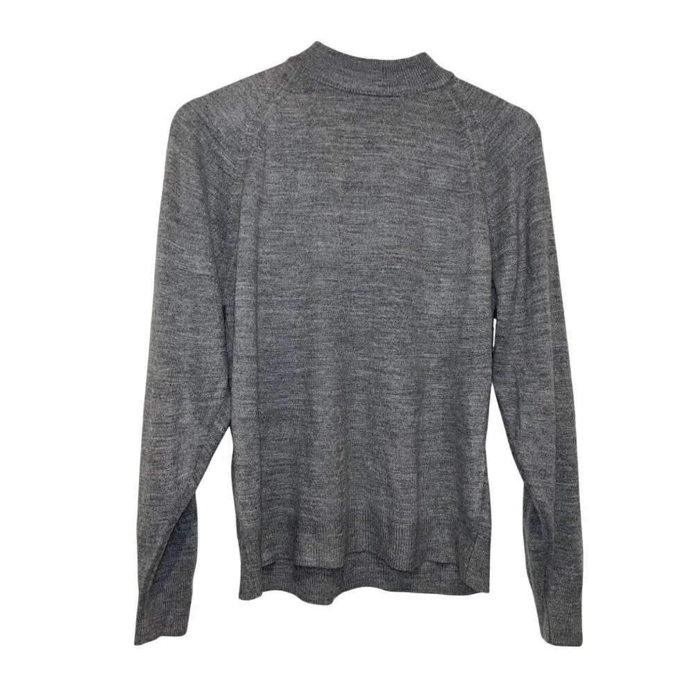 Lord & Taylor Gray Quarter-Zip Wool Sweater Size 38 Long Sleeve Lightweight